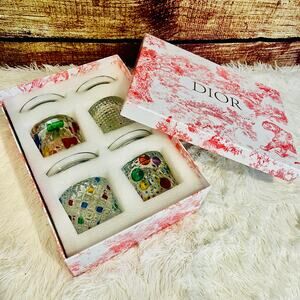 Christian Dior Rotating Drinking Glasses Set of 4 Multicolor Whiskey Tumbler
